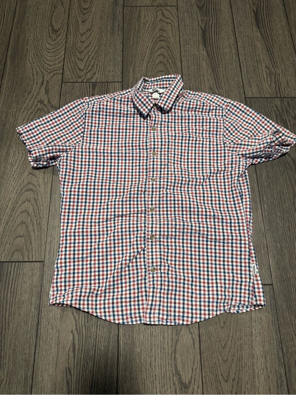 Eddie Bauer Shirt Men Size M Plaid Multicolor Short Sleeve Button Up Casual
